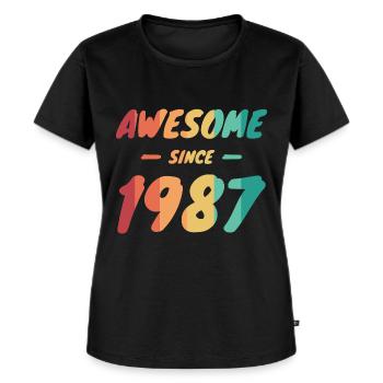 Awesome Since 1987 Geschenkidee Vintage - Frauen Premium Bio T-Shirt - Schwarz - Vorne - Selfina (174cm)
