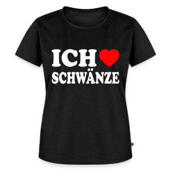 Ich liebe schwänze - Frauen Premium Bio T-Shirt - Schwarz - Vorne - Selfina (174cm)