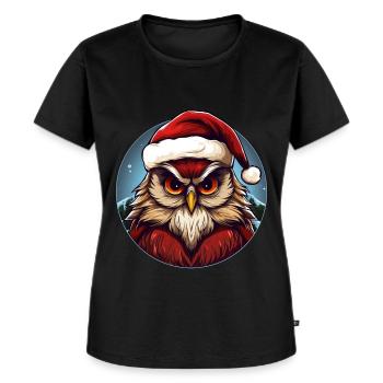 Nachteulen Weihnachten - Frauen Premium Bio T-Shirt - Schwarz - Vorne - Selfina (174cm)