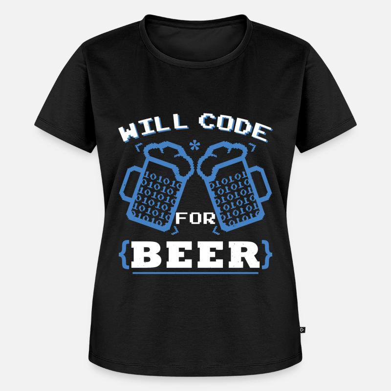 Will Code For Beer | Programmierer Codierung - Frauen Premium Bio T-Shirt - Schwarz
