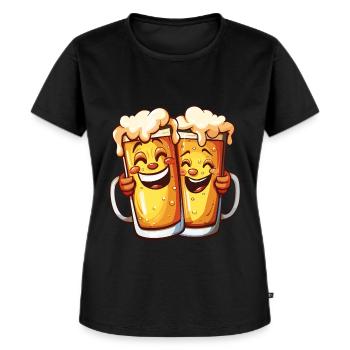 Bier Lustige Bierkrüge Lachen Saufen Alkohol Humor - Frauen Premium Bio T-Shirt - Schwarz - Vorne - Selfina (174cm)
