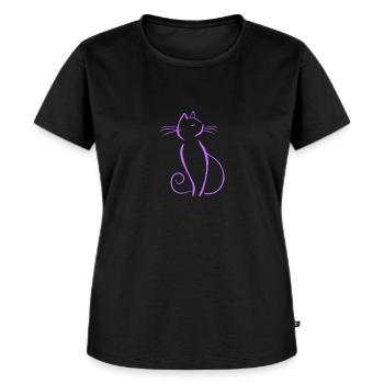 Katze Silhouette - Frauen Premium Bio T-Shirt - Schwarz - Vorne - Selfina (174cm)
