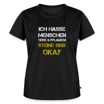 Ich hasse Menschen Tiere und Pflanzen - Frauen Premium Bio T-Shirt - Schwarz - Vorne - Selfina (174cm)