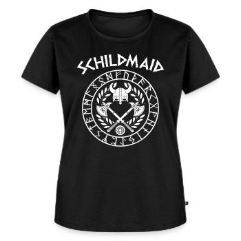 Wikinger Schildmaid Shirt - Frauen Premium Bio T-Shirt - Schwarz - Vorne - Selfina (174cm)