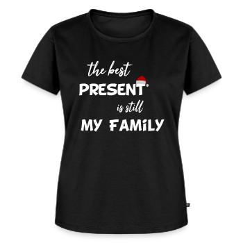 Weihnachten - The Best Present is still my Family - Frauen Premium Bio T-Shirt - Schwarz - Vorne - Selfina (174cm)