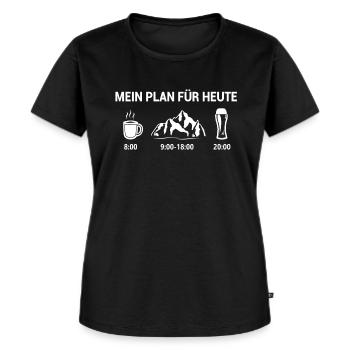 Mein Plan für heute Kaffe Berge Bier Wandern Alpen - Frauen Premium Bio T-Shirt - Schwarz - Vorne - Selfina (174cm)