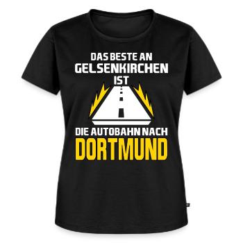 Dortmund: Das beste an Gelsenkirchen Motiv - Frauen Premium Bio T-Shirt - Schwarz - Vorne - Selfina (174cm)