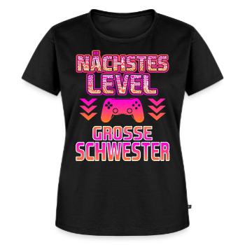 Nächstes Level ich werde große Schwester - Frauen Premium Bio T-Shirt - Schwarz - Vorne - Selfina (174cm)