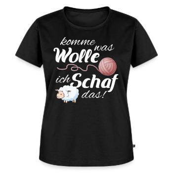 Witziger Wolle Spruch für Näherinnen Geschenk - Frauen Premium Bio T-Shirt - Schwarz - Vorne - Selfina (174cm)