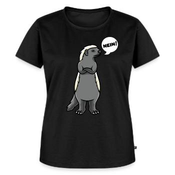 Sturer Honigdachs Ratel - Frauen Premium Bio T-Shirt - Schwarz - Vorne - Selfina (174cm)