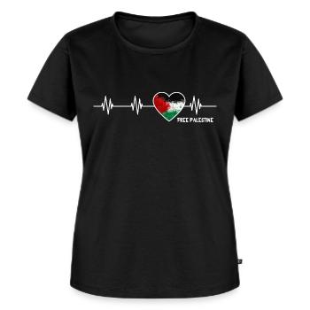 Palestine Heartbeat Palestine Pride Drapeau palest - T-shirt Premium bio Femme - noir - Devant - Selfina (174cm)