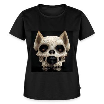 Hund Hündin Schädel Totenkopf Skull - Frauen Premium Bio T-Shirt - Schwarz - Vorne - Selfina (174cm)