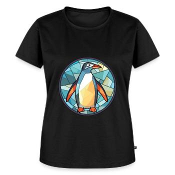 Panda Buntes Aquarell Tier Haustier Illustration - Frauen Premium Bio T-Shirt - Schwarz - Vorne - Selfina (174cm)