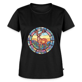 Deer Colorful Watercolor Animal Pet Illustration - Women's Premium Organic T-shirt - black - Front - Selfina (174cm)