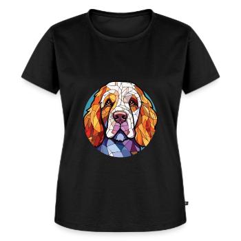 Clumber Spaniel Dog Breed Watercolor Illustration - Women's Premium Organic T-shirt - black - Front - Selfina (174cm)