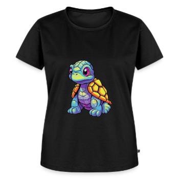 Schildkröte buntes Aquarell Cartoon Kawaii Tier - Frauen Premium Bio T-Shirt - Schwarz - Vorne - Selfina (174cm)