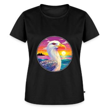 Möwe buntes Aquarell Cartoon Kawaii Tier - Frauen Premium Bio T-Shirt - Schwarz - Vorne - Selfina (174cm)