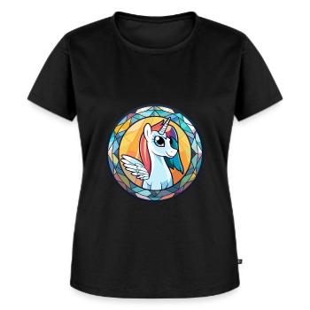 Ponny vitrail coloré dessin animé Kawaii Animal - T-shirt Premium bio Femme - noir - Devant - Selfina (174cm)