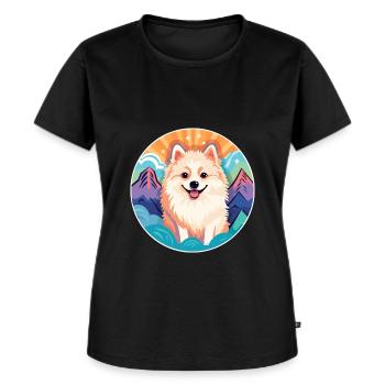 Spitz nordique chien race Cartoon Kawaii aquarelle - T-shirt Premium bio Femme - noir - Devant - Selfina (174cm)