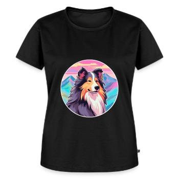 Sheltie Hunderasse Karikatur Kawaii Aquarell - Frauen Premium Bio T-Shirt - Schwarz - Vorne - Selfina (174cm)
