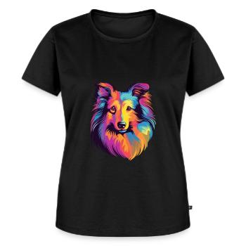 Sheltie Hunderasse Aquarell Karikatur Kawaii Colorf - Frauen Premium Bio T-Shirt - Schwarz - Vorne - Selfina (174cm)