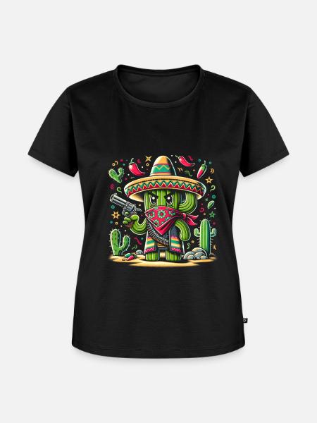 Cactus Bandido - Frauen Premium Bio T-Shirt - Schwarz