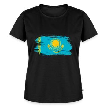 Kazakhstan flag - Women's Premium Organic T-shirt - black - Front - Selfina (174cm)
