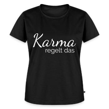 Le karma règle le - T-shirt Premium bio Femme - noir - Devant - Selfina (174cm)
