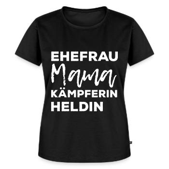 Ehefrau Mama Kämpferin Heldin - Frauen Premium Bio T-Shirt - Schwarz - Vorne - Selfina (174cm)