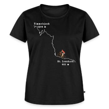 Timmelsjoch Alpenpass Radtour Bike Anstieg Radeln - Frauen Premium Bio T-Shirt - Schwarz - Vorne - Selfina (174cm)