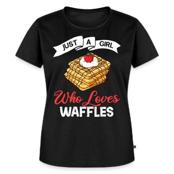 Gaufres Gaufres Gaufres Crêpes Drôle - T-shirt Premium bio Femme - noir - Devant - Selfina (174cm)