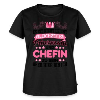 Beste Chefin Sprüche Spruch Gleichzeitig Prinzessi - Frauen Premium Bio T-Shirt - Schwarz - Vorne - Selfina (174cm)