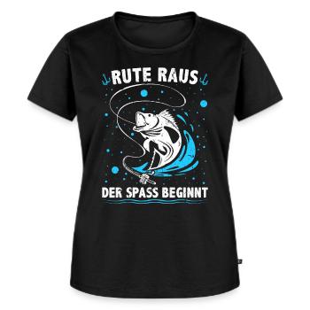 Angeln Rute raus der Spaß beginnt Hobbyangeln - Frauen Premium Bio T-Shirt - Schwarz - Vorne - Selfina (174cm)