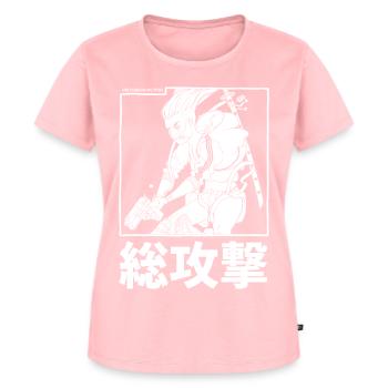 Victoria in Aktion - Frauen Premium Bio T-Shirt - Rosa - Vorne - AI Model Female 172 dark (172cm)