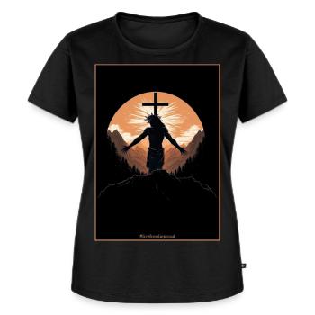 VIVEZ LIBRES LES ORGUEILLEUX - LE SEIGNEUR, MON RÉDEMPTEUR - T-shirt Premium bio Femme - noir - Devant - Selfina (174cm)