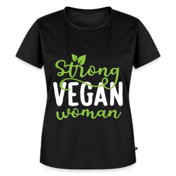 Strong Vegan Woman Veganism Animal Lover - Frauen Premium Bio T-Shirt - Schwarz - Vorne - Selfina (174cm)