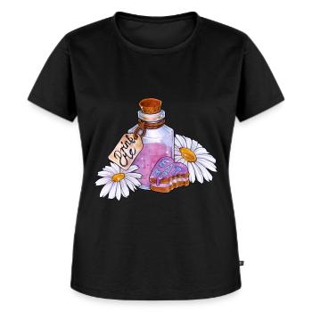 Drink me, Eat me Flasche Küchlein im Alice Style - Frauen Premium Bio T-Shirt - Schwarz - Vorne - Selfina (174cm)
