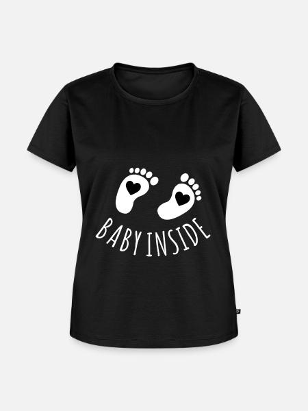 baby inside füße mit herz - Frauen Premium Bio T-Shirt - Schwarz