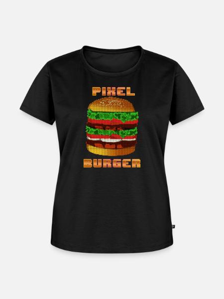 Pixel Burger retro T-Shirt - Frauen Premium Bio T-Shirt - Schwarz