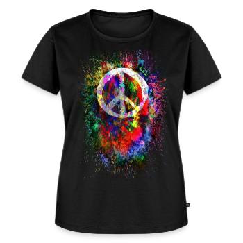 Peace Symbol Frieden Freiheit Liebe - Frauen Premium Bio T-Shirt - Schwarz - Vorne - Selfina (174cm)