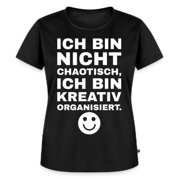 Kreativ organisiert - Chaos ist mein Metier - Frauen Premium Bio T-Shirt - Schwarz - Vorne - Selfina (174cm)