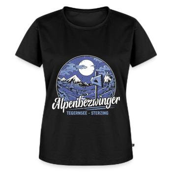 Alpenüberquerung Tegernsee Sterzing Alpenbezwinger - Frauen Premium Bio T-Shirt - Schwarz - Vorne - Selfina (174cm)