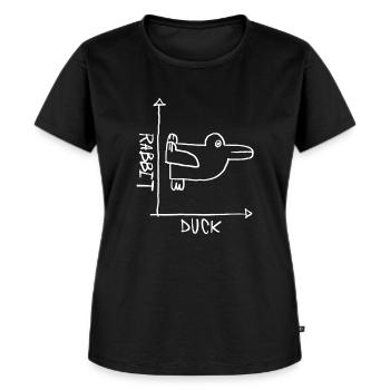 Rabbit Duck Enten Hasen Hase Ente - Frauen Premium Bio T-Shirt - Schwarz - Vorne - Selfina (174cm)