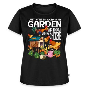 Gartenarbeit & Hühner Liebhaber Garten Geschenk - Frauen Premium Bio T-Shirt - Schwarz - Vorne - Selfina (174cm)