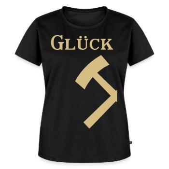 Partnershirt - Glück Auf! - Glück - Frauen Premium Bio T-Shirt - Schwarz - Vorne - Selfina (174cm)