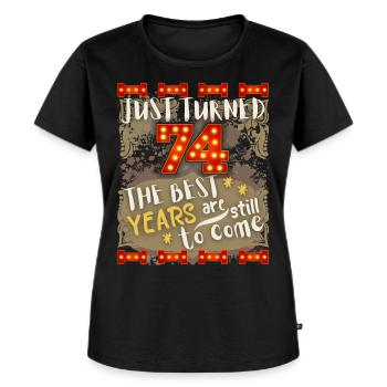 74. Geburtstag 74 Jahre alt Vintage-Design, Spruch - Frauen Premium Bio T-Shirt - Schwarz - Vorne - Selfina (174cm)