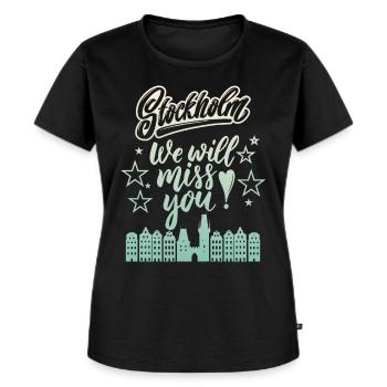 Stockholm, Suède Panorama de la capitale - T-shirt Premium bio Femme - noir - Devant - Selfina (174cm)