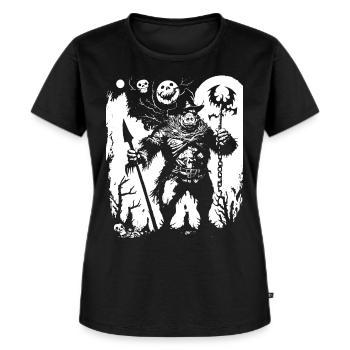 Dunkle Kunst Okkulter Horror Skelett Thrash Metal Grinsen - Frauen Premium Bio T-Shirt - Schwarz - Vorne - Selfina (174cm)
