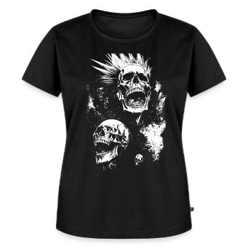 Anarchy Fan Skull avec Mohawk Crazy Antisocial Pu - T-shirt Premium bio Femme - noir - Devant - Selfina (174cm)