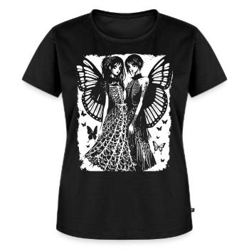 Anarchy Fan Skull avec Mohawk Crazy Antisocial Pu - T-shirt Premium bio Femme - noir - Devant - Selfina (174cm)